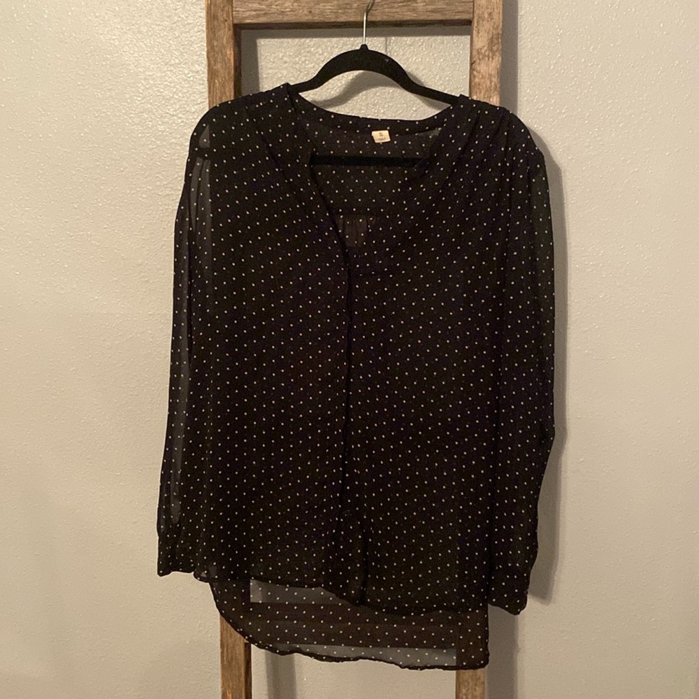 Black and White Polka Dot long sleeve blouse